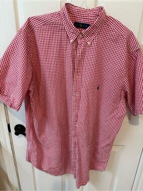 Ralph Lauren Men’s Red Gingham Button-Down Shirt XLT